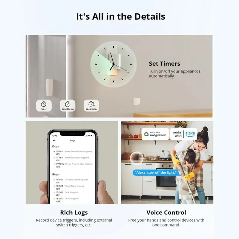 SONOFF MINIR4M Mini Wifi Matter Switch المنزل الذكي ESP32 رقاقة فصل التتابع يعمل مع Apple Homekit Alexa Google Home EWeLink App