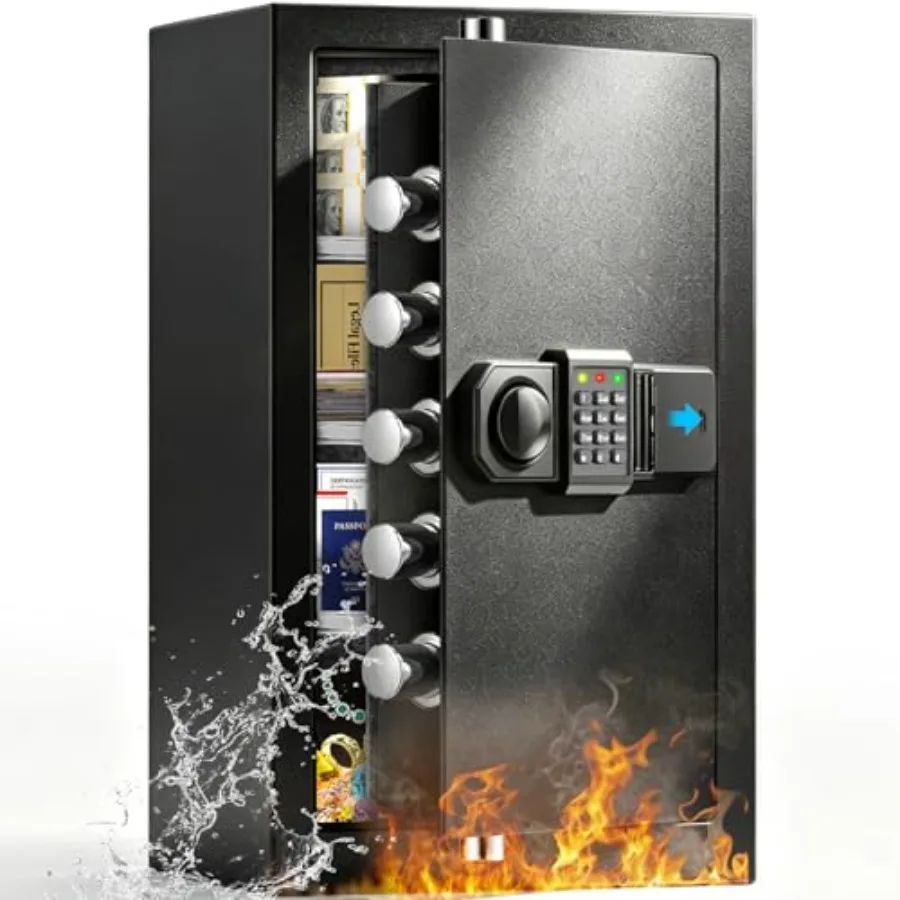 

Home Office Fireproof Safe: 6.5 Cuft, 1800F/35min Protection, Steel Construction, Black, Combination Lock + Alarm + Removable S
