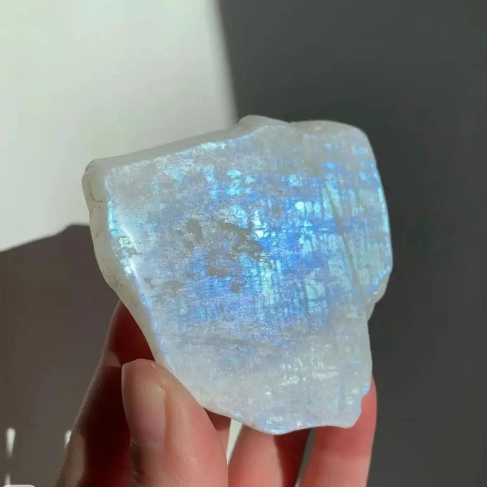 Pierre brute de cristal de lune bleue brillante, spécimen minéral brut, pierre d'agrandissement d'agrance, idéale pour la décoration intérieure