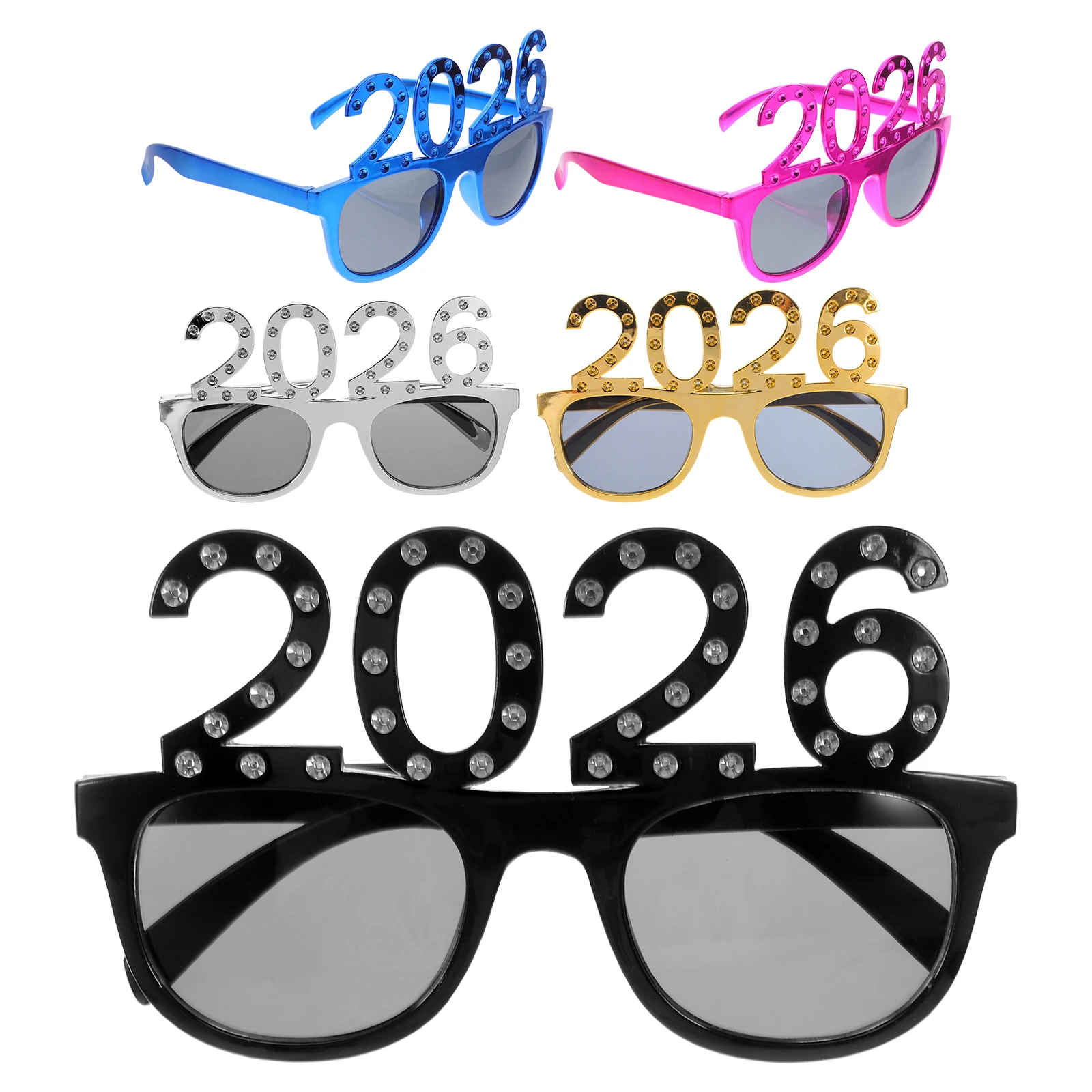 

5 Pcs 2026 Glasses Eyeglasses Graduation Party Happy New Years Eyewear Props Decorate