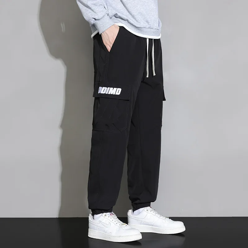 Man Loose Casual Cargo Pants Spring Autumn Solid Color Harajuku Lightweight Pants Fashion Straight Men's Trousers