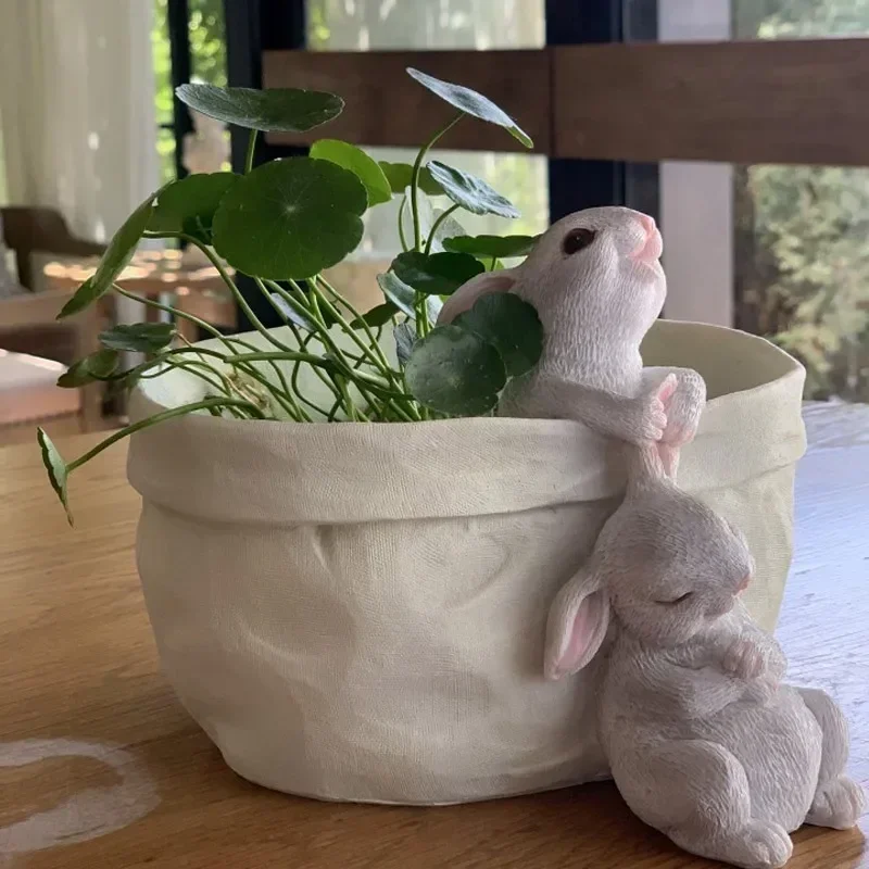 Creative Flowerpot Balcony Garden Simulation Lovely Rabbit Garden Gardening Plant Decoration Landscaping Small Animals Potted