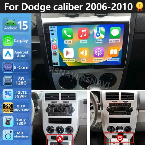 Plug and Play Android 15 For JEEP Compass Dodge Caliber 2007 - 2012 Car Radio Multimedia Video Player GPS CarPlay 4G Stereo