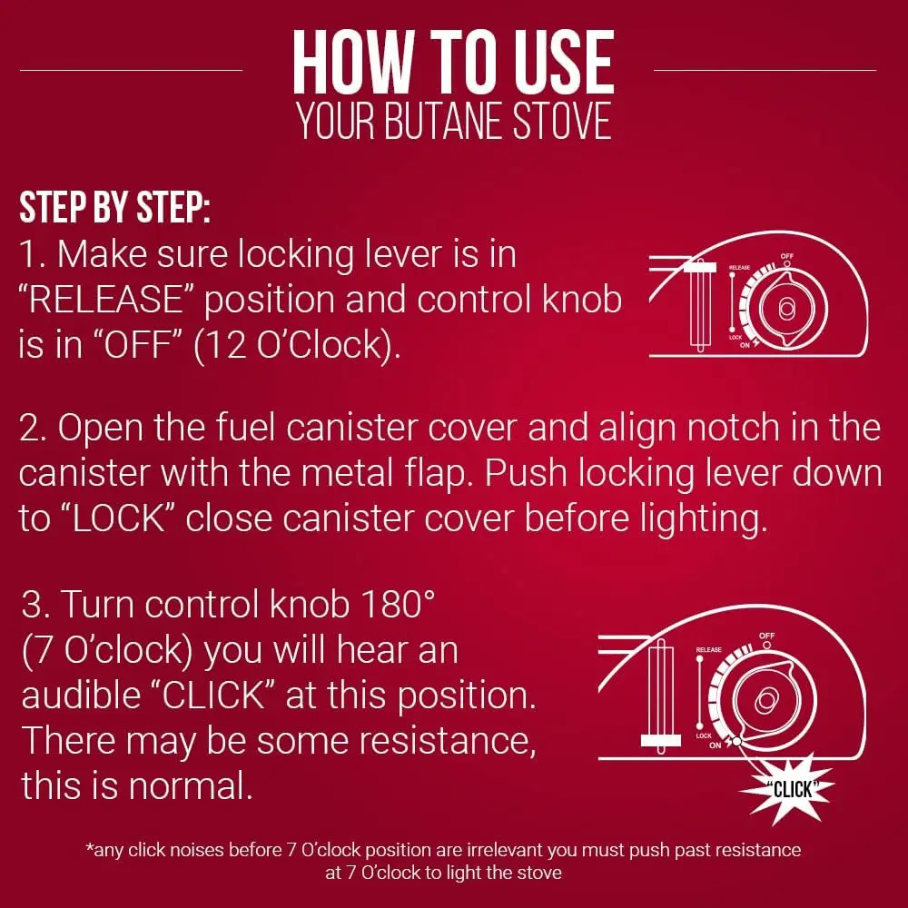 Portable Butane Stove with Electronic Ignition & Wind Guard for Camping, Outdoor Cooking