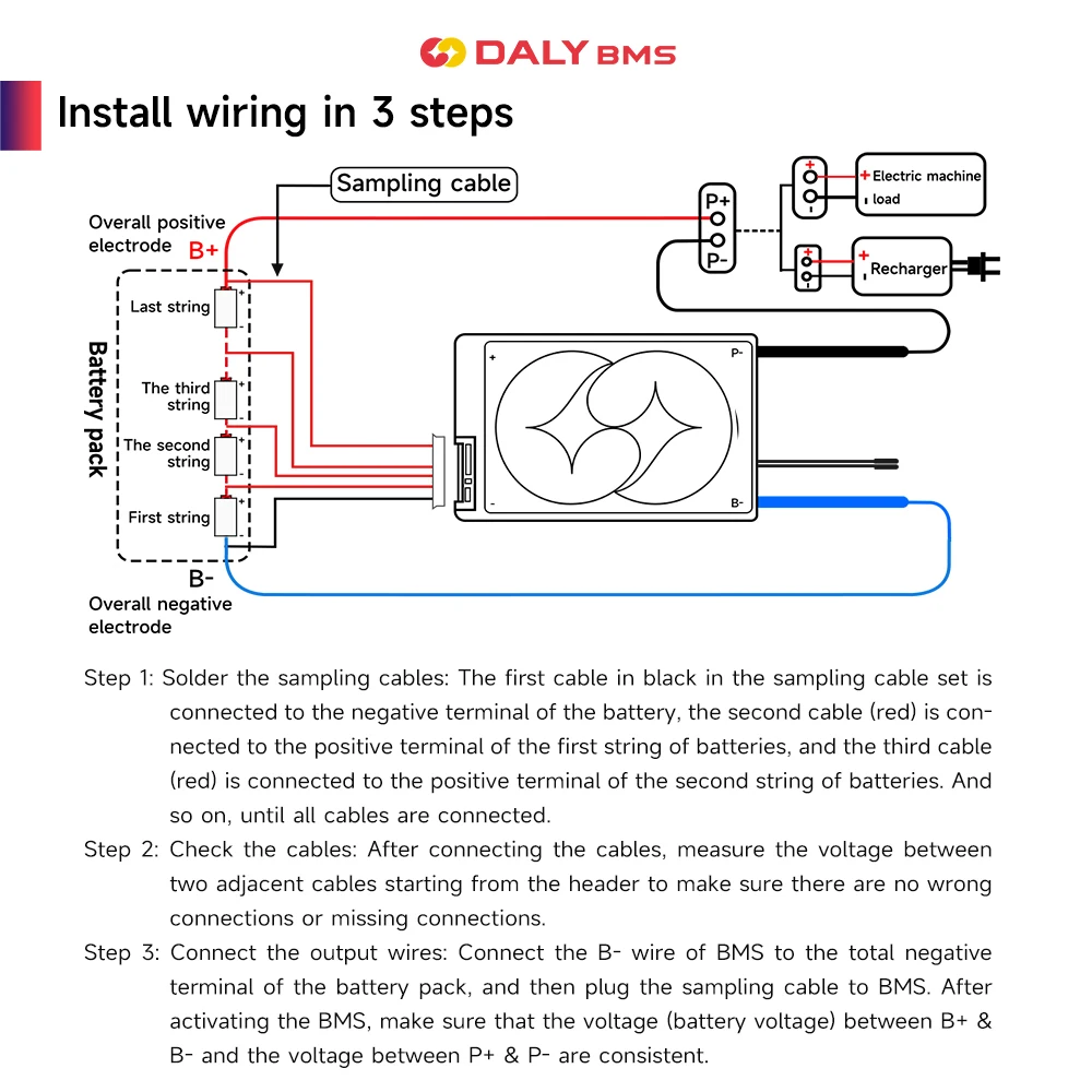 حزمة بطارية موازن DALYBMS lifepo4 3.2V 4S12V ليثيوم أيون 3.7V 10S 36V 48V 20A 40A 60A حماية الشحن والتفريغ