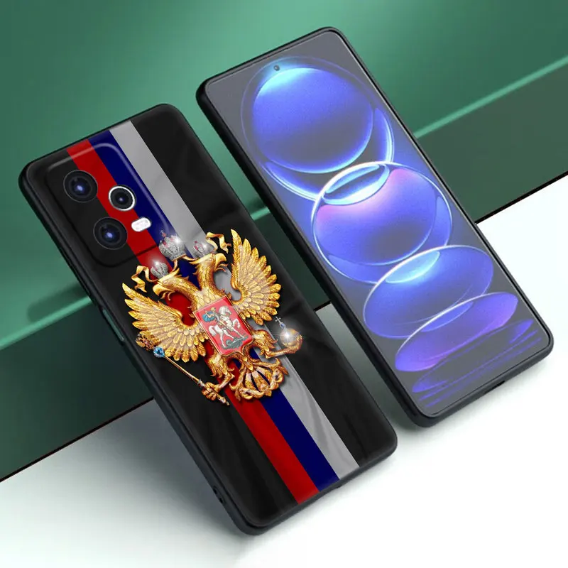 Russia Russian Flags Emblem Cartoon Cover Black Case For Xiaomi Mi POCO X6 Pro F5 M6 X5 X4 Pro X3 NFC M5 M4 M3 F2 Pro F4 F3 GT