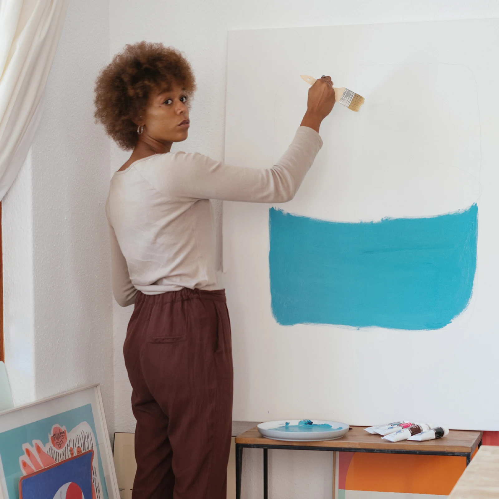 

7pcs Paintbrush Set Water Color Acrylic Oil Painting Flat Tip Brushes For Artists Students Painting Supplies Art Accessories