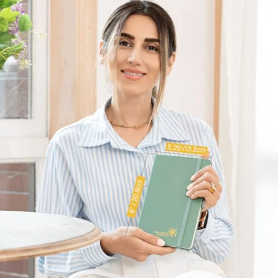 دفتر ملاحظات مُجلّد مبطن للنساء والرجال A5 مقاس متوسط 5.25 بوصة × 8 بوصة 120 جرامًا ورق سميك 128 صفحة أرقام غلاف فني علامات تبويب الفهرس Colle
