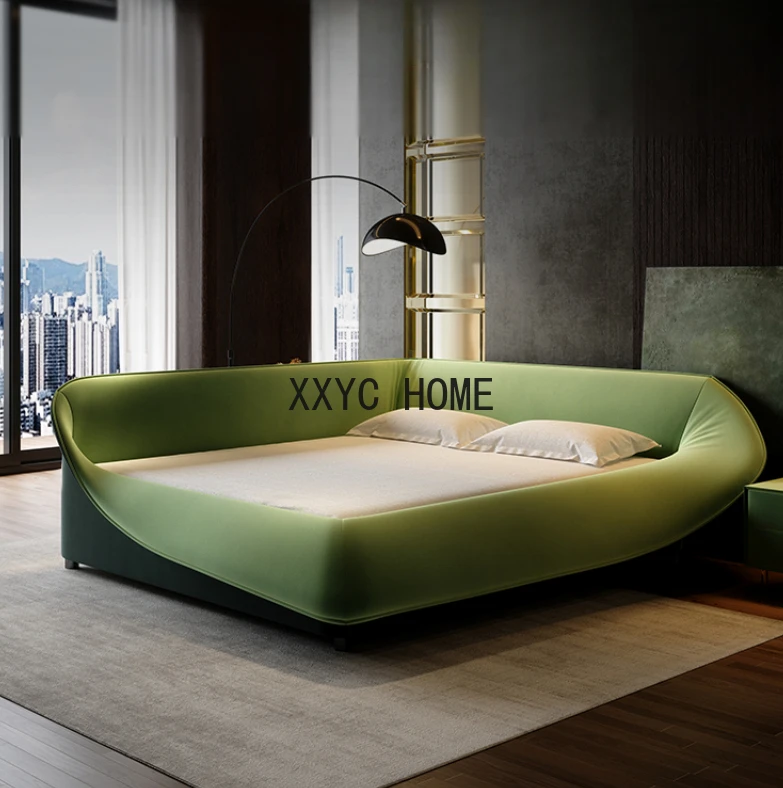 Green Queen Double Bed Aesthetic Modern Master Multifunctional Kids Double Bed Modular Frame Letto Matrimoniale Room Furniture