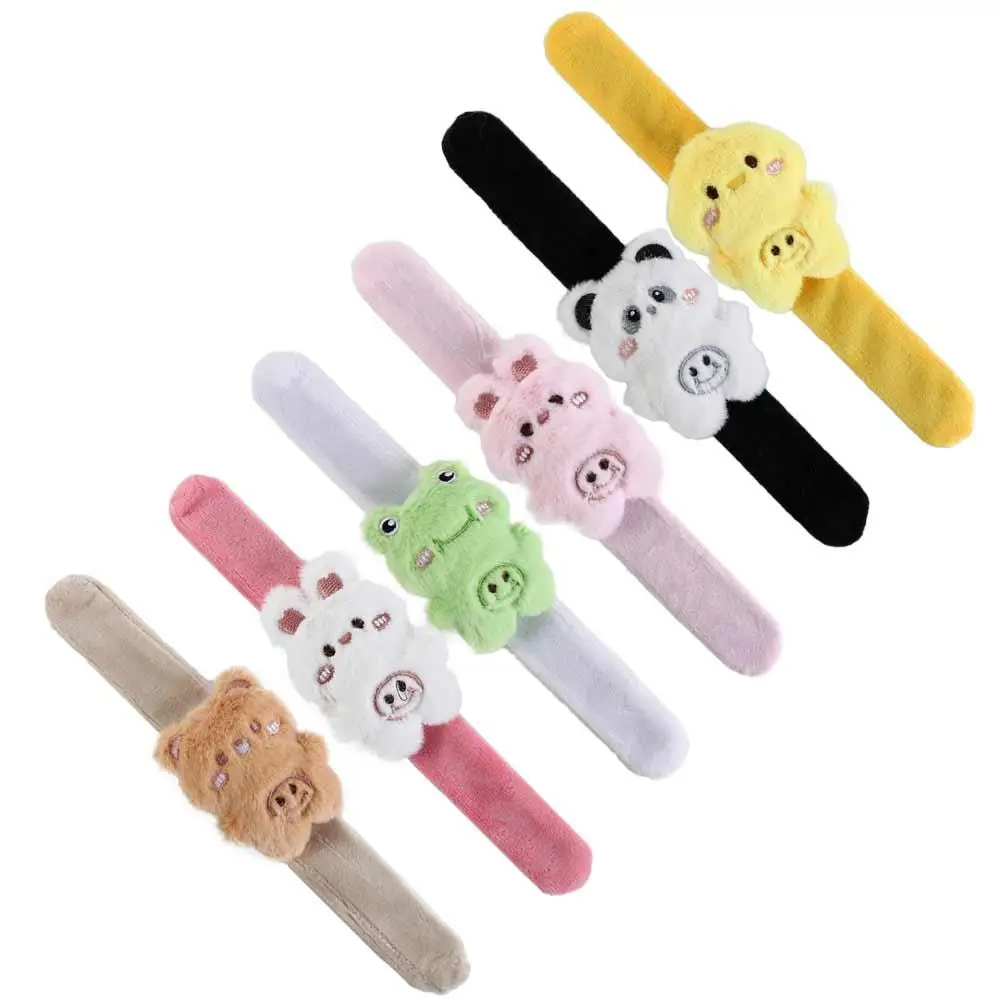 with Clap Circle Panda Bracelet Plush Toy Panda Frog Bear Rabbit Animals Plush Bracelet Toy Soft Fun