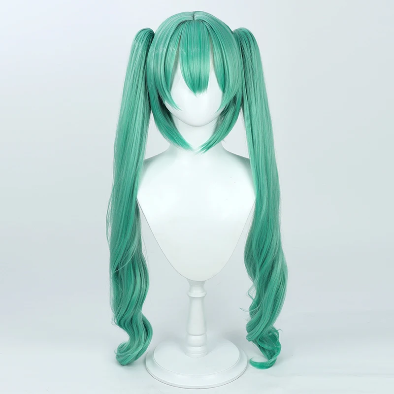 Finana Ryugu Cosplay Wig Vtuber NIJISANJ Green Double Ponytail Long 80cm Heat Resistant Synthetic Hair Halloween Role Play Party