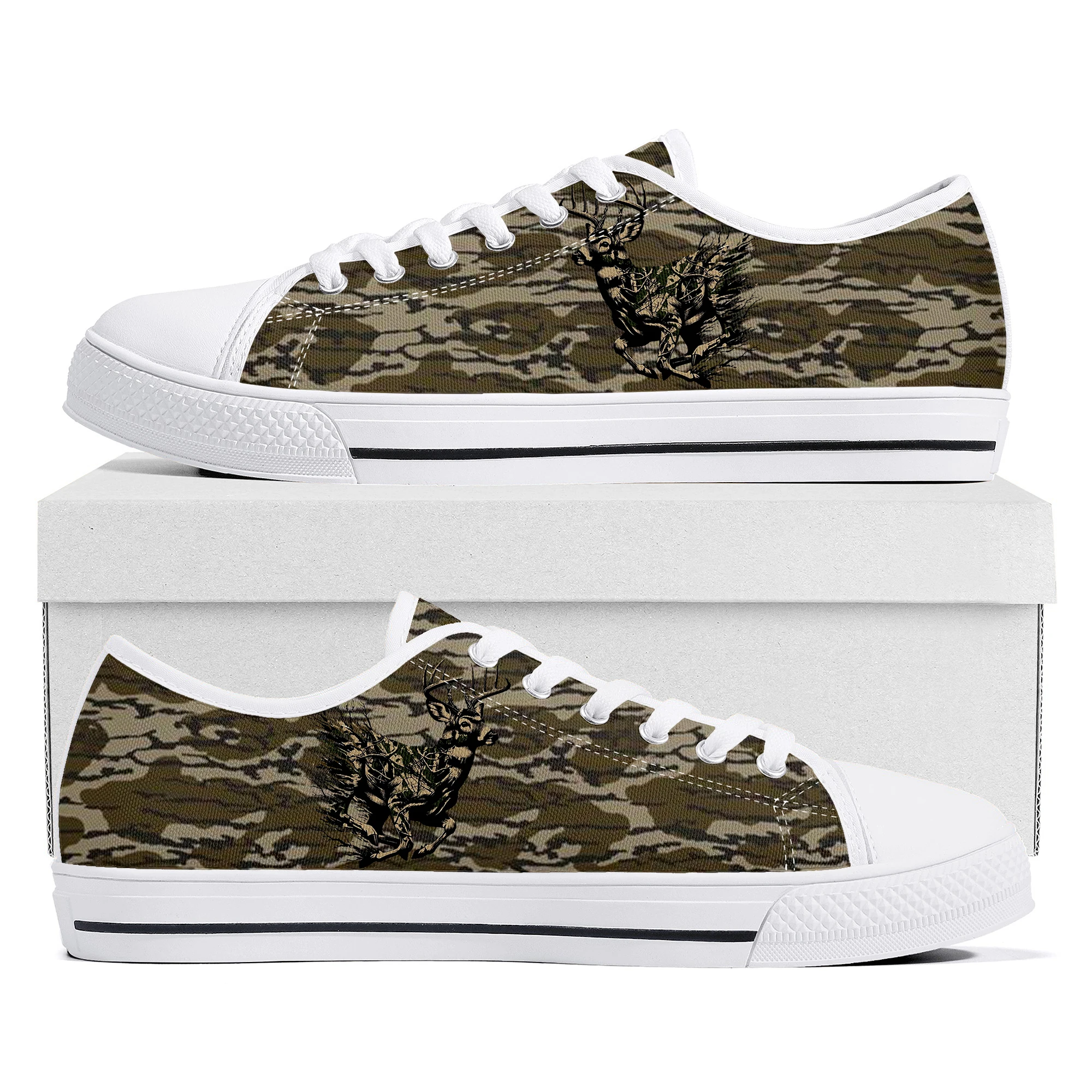 

Camo Deer Camouflage Hunting Low Top High Quality Sneakers Mens Womens Teenager Tailor-made Canvas Sneaker Casual Couple Shoes