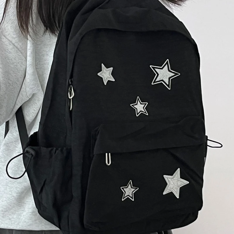 Korean Women Fashion Simple Star Laptop Bags All Match Y2k Trendy Casual Schoolbags High-capacity Vintage Backpacks for Students