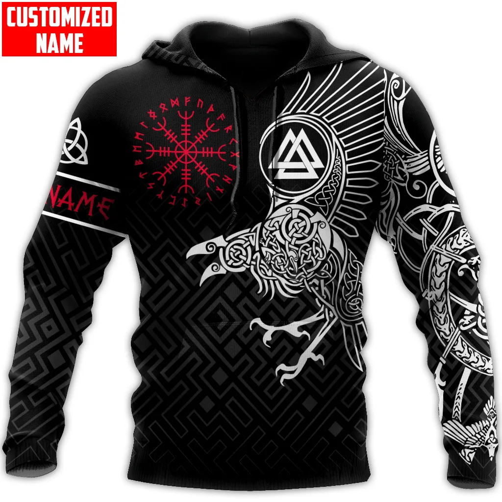 PLstar Cosmos Customize Name Raven Tattoo 3D Printed Men's Hoodie&Sweatshirt Autumn Unisex zip Hoodies Casual Sportswear DW955