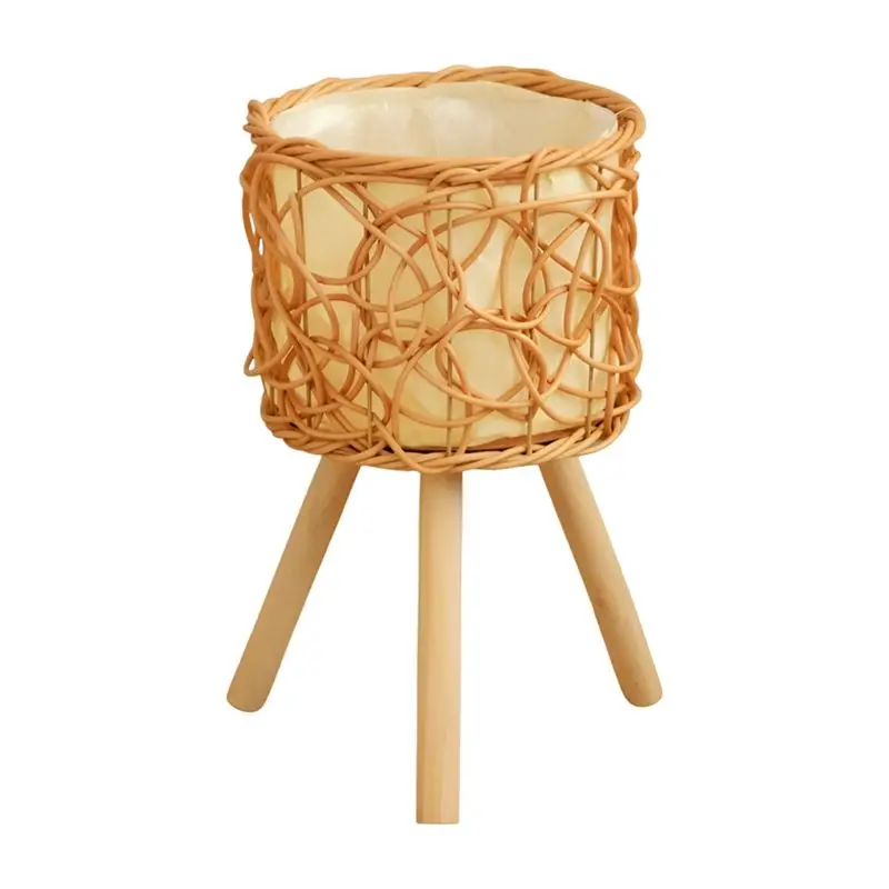 A21Q -Balcony Floor-Standing Plant Baskets Woven Flower Pots Living Room Decorative Flower Stands Indoor Storage Racks