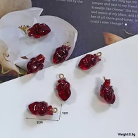 10pcs Simulation Wine Red Cardiac Organ Resin Charms Hallowmas Pendant For Jewelry Make DIY Cute Earring Necklace Bracelet Charm 3