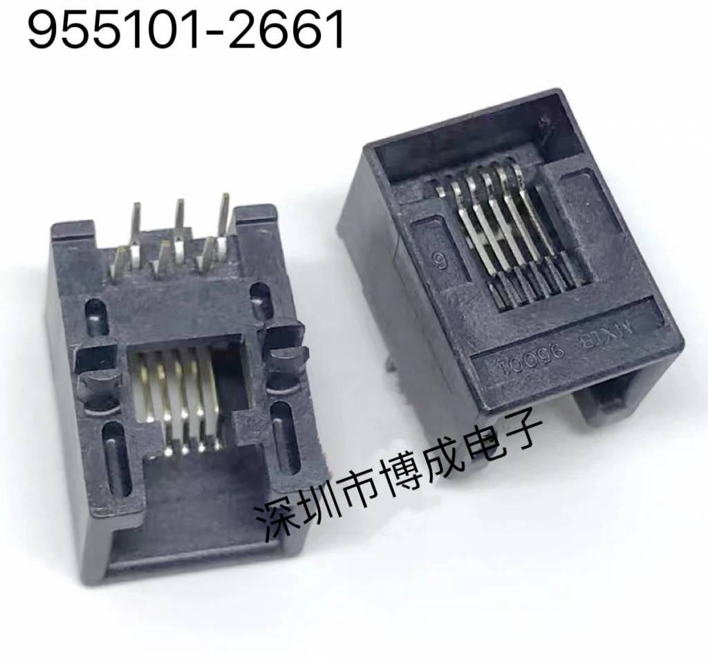 10PCS MOLEX 955012661 90 Degree Right Angle Unshielded Cat3 6P6C Modular Jack Connector Bulk Pack