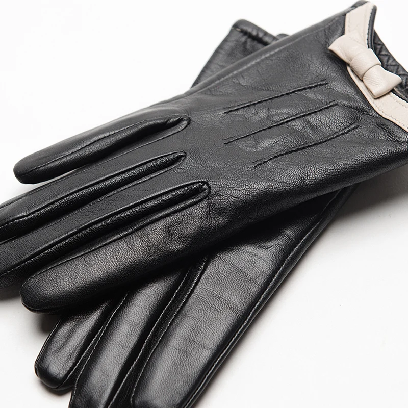 GOURS-guantes de cuero auténtico para mujer, manoplas de piel de cabra auténtica, forro de lana, cálido y suave, moda de conducción, novedad de