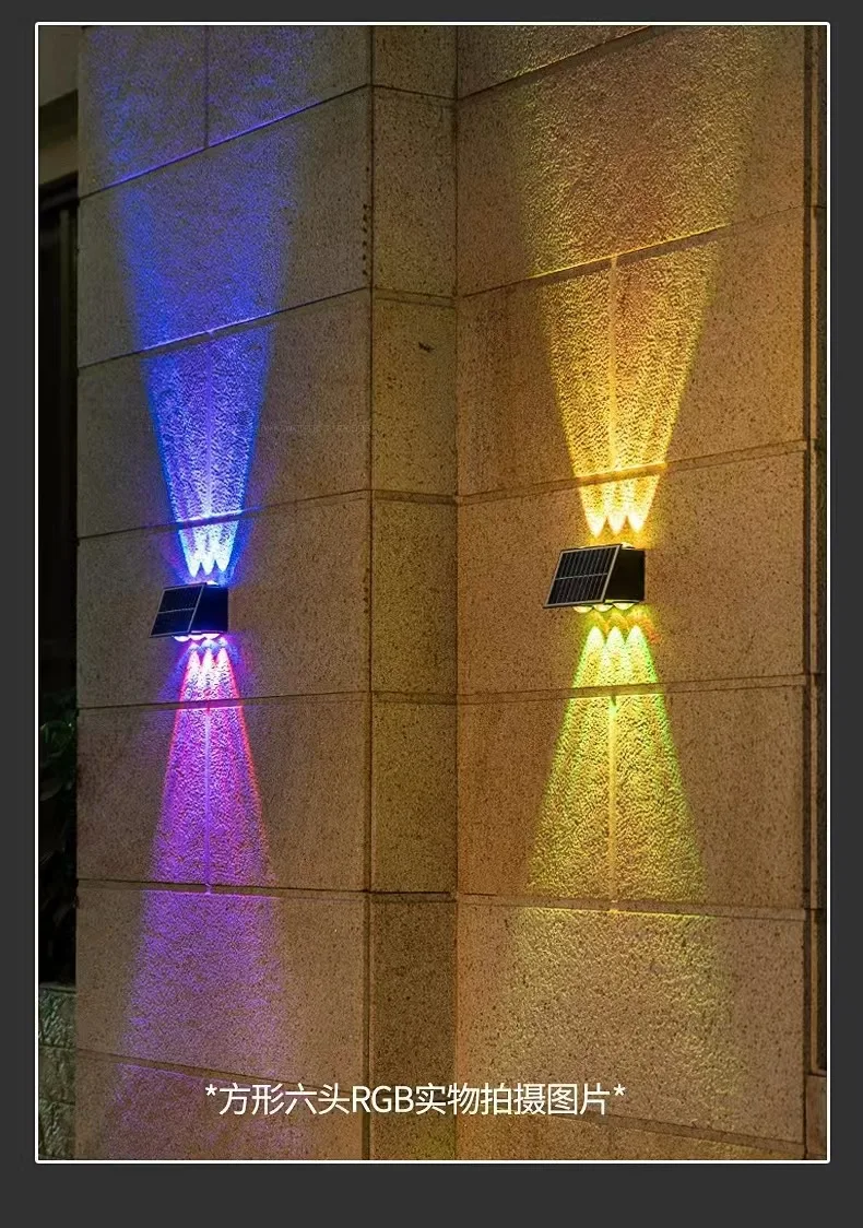 LED solar wall lamp for wall washing, garden decoration, villa atmosphere, 0 electricity cost, household courtyard solar spotlig