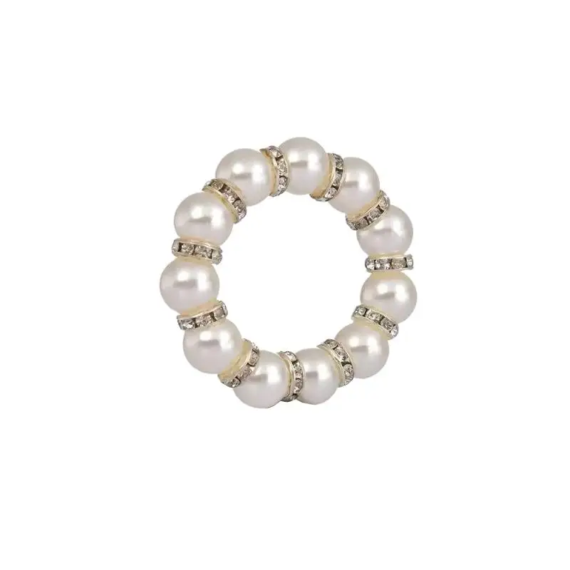Luxuriöse Perlenbesetzte Serviettenringe Goldener Halter Perlenring Serviettenhalter Eleganter Elastischer Serviettenringhalter für Dinner und Bankette – Detail 6