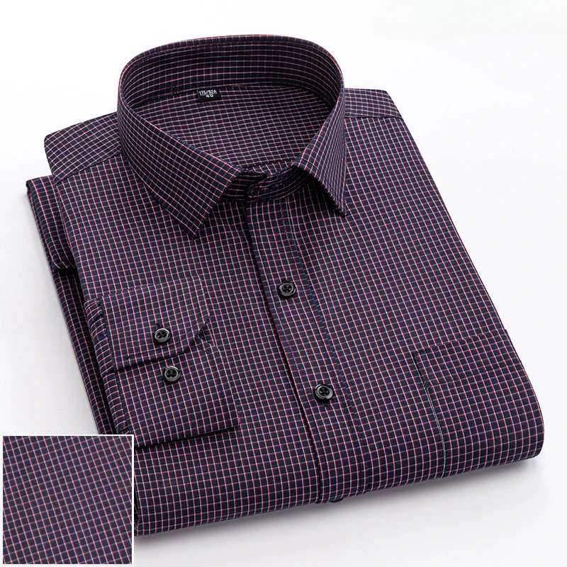 Nieuw in overhemd elegante katoenen shirts met lange mouwen voor mannen slim fit Casual effen overhemd geruite designer tops zachte houndstooth kleding