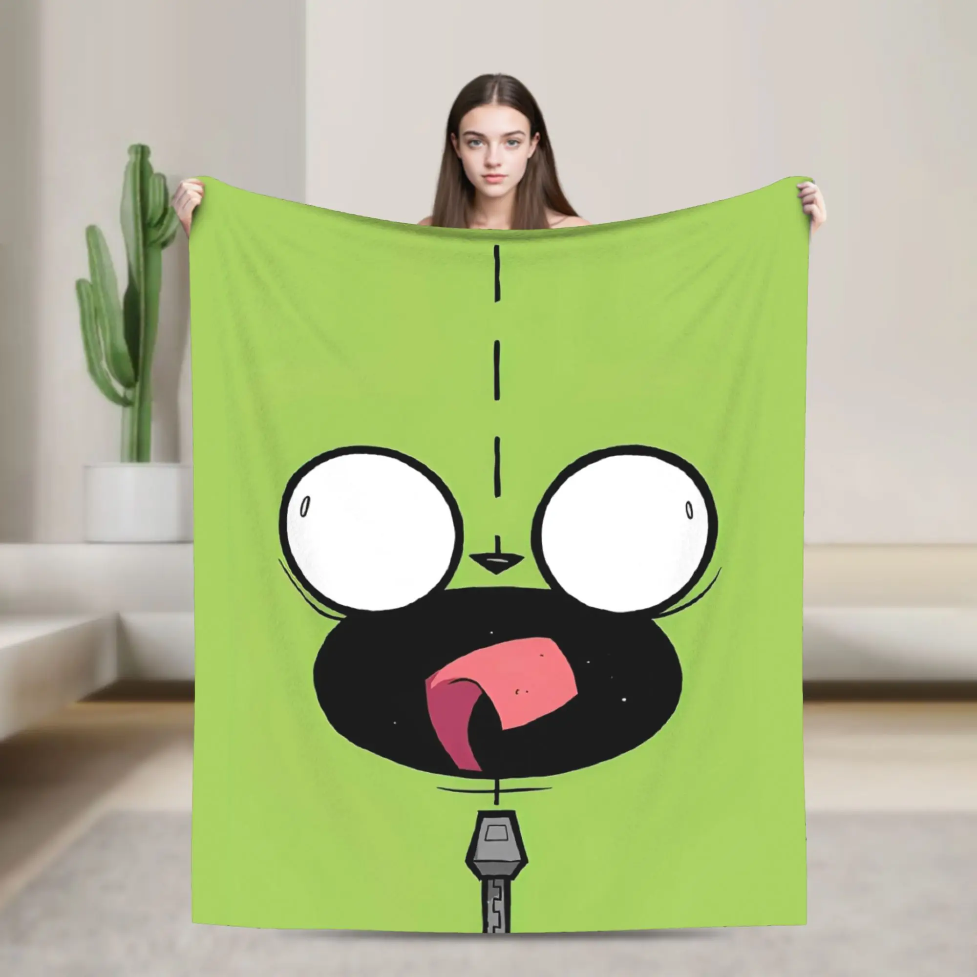 Invaders Zims Gir Face Coral Fleece Plush Throw Blankets Blanket for Bed Car Ultra-Soft Plush Thin Quilt,