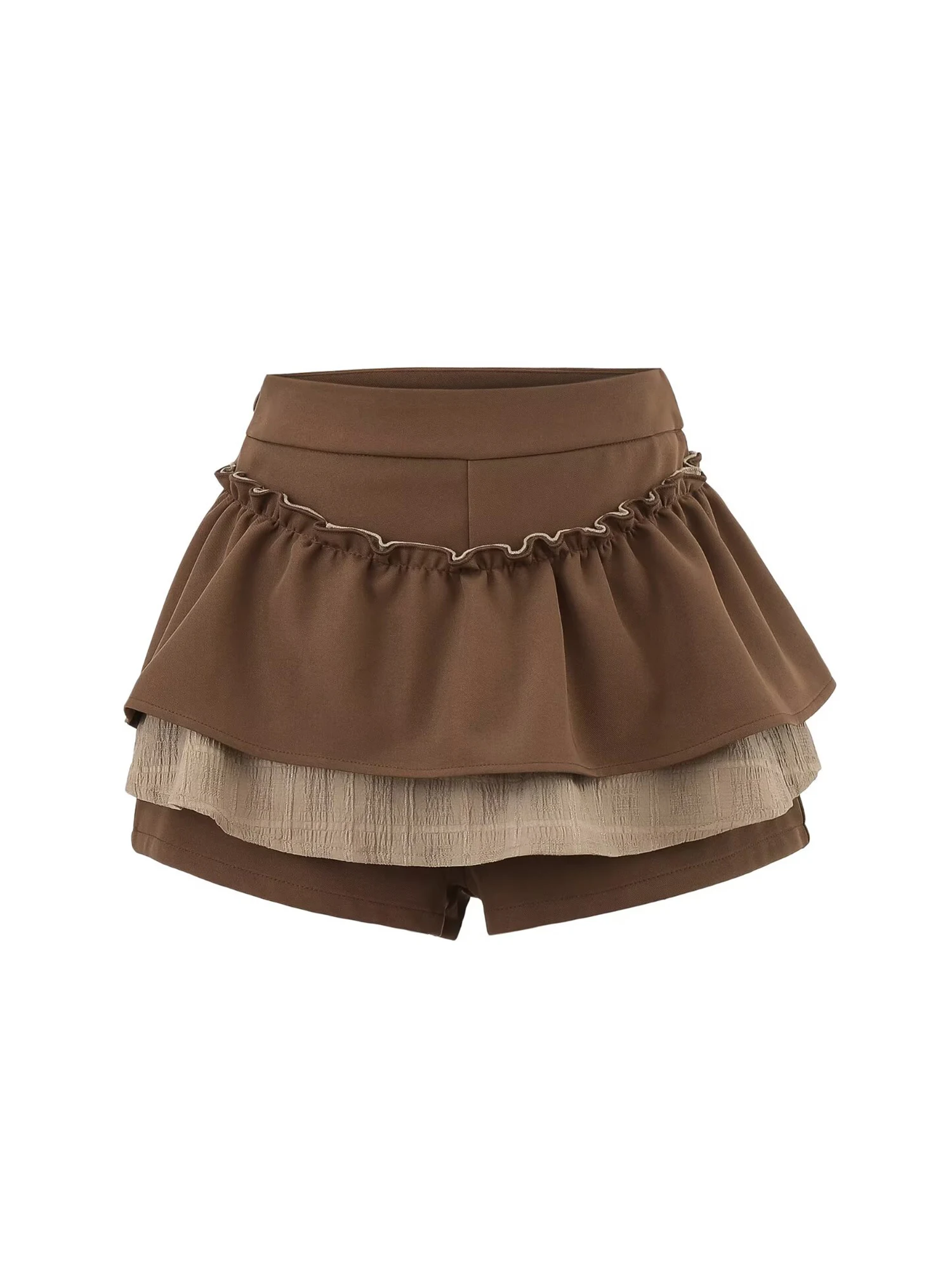 Women Brown Mini Skirt 2000s Vintage Korean Style Y2k Gyaru A-line Skirt Harajuku High Waist Shorts Skirts Clothes Spring Autumn
