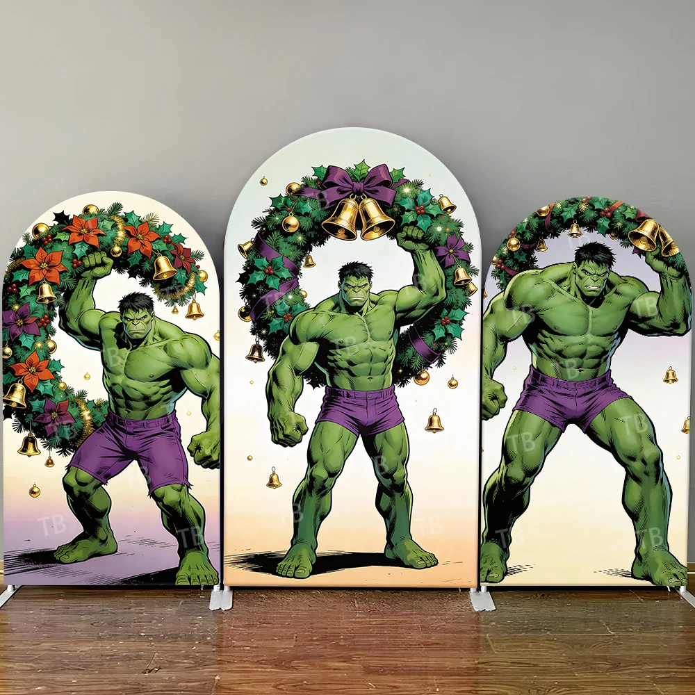 

Hulk Christmas Wreath Theme Arch Backdrop Cover Festive Hero Scene For Kids Birthday Baby Shower Photo Booth Decor Background