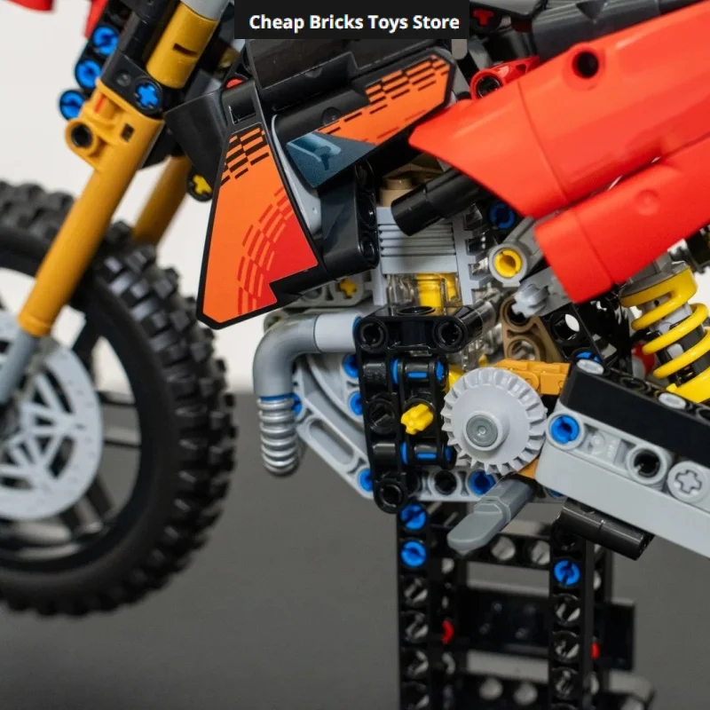 457pcs Technical Racing Motorcycle Christmas Toy for Family Decor Gift Off Road Motocross Dirt Bike Model Building Blocks Bricks