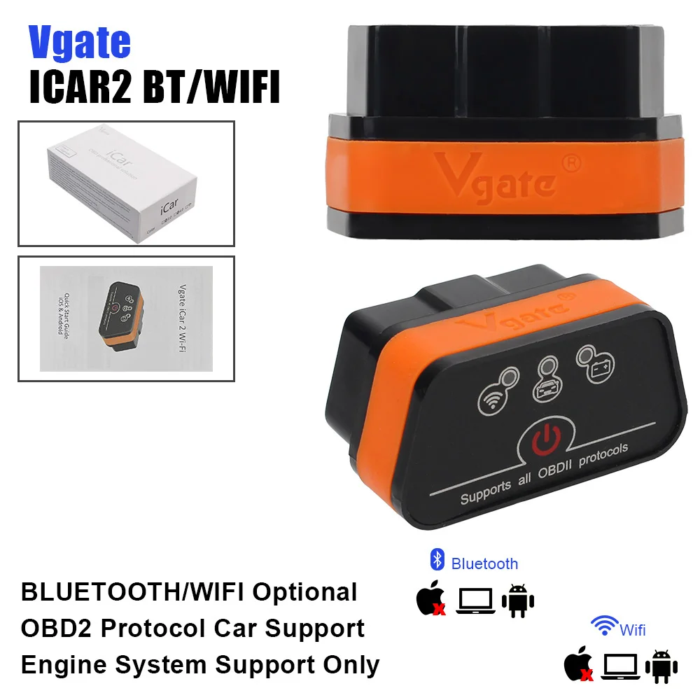 Per lettore di codici Android Scanner diagnostico automobilistico WIFI/Bluetooth Vgate Icar2 strumento diagnostico automatico ELM327 OBD2