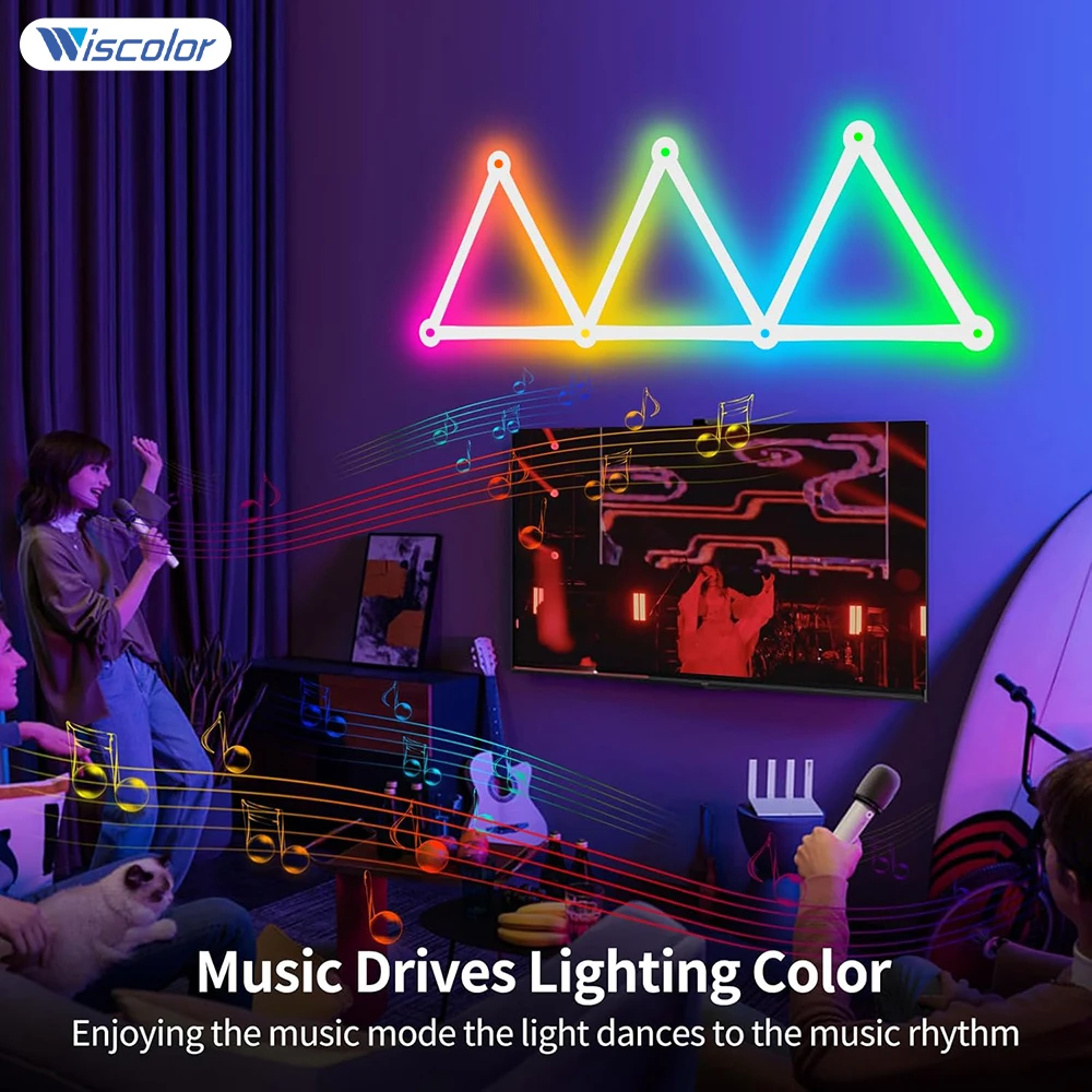 WIFI LED RGB Smart Wall Lamp with Music Rhythm App DIY Atmosphere Night Light Game Room TV Backlight Decoration Wall Light Bar