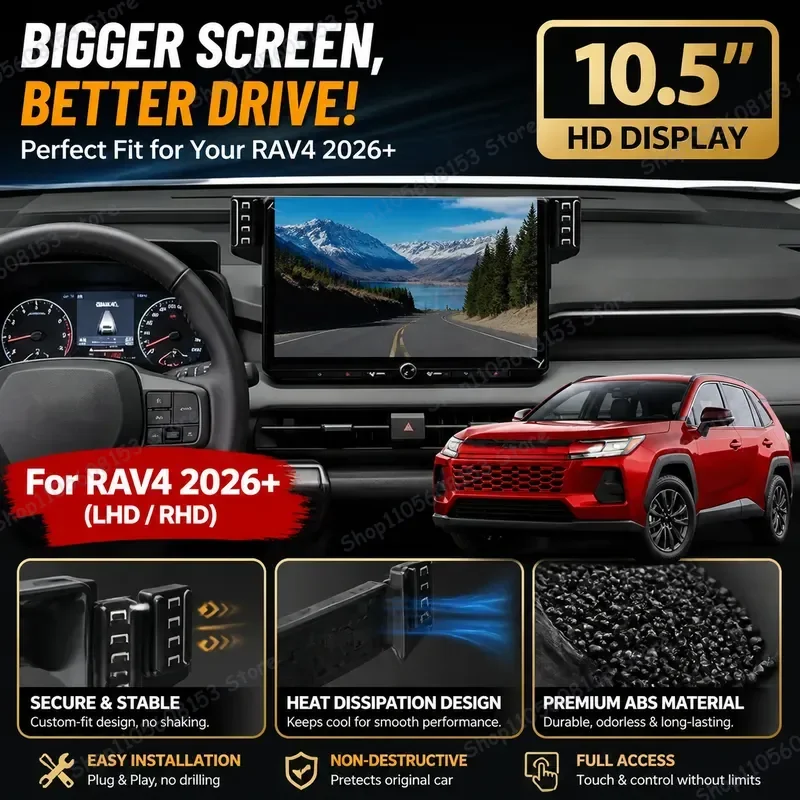 For TOYOTA RAV4 RAV 2026 2027 For Car Phone Mount Clip On Adjustable Stable Base 12.9 Inch 10.5 Inch Universal Dashboard
