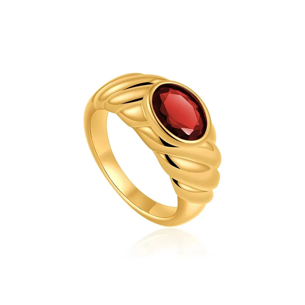 Women's Waterproof Zircon Wedding Ring, 18K Gold Plated