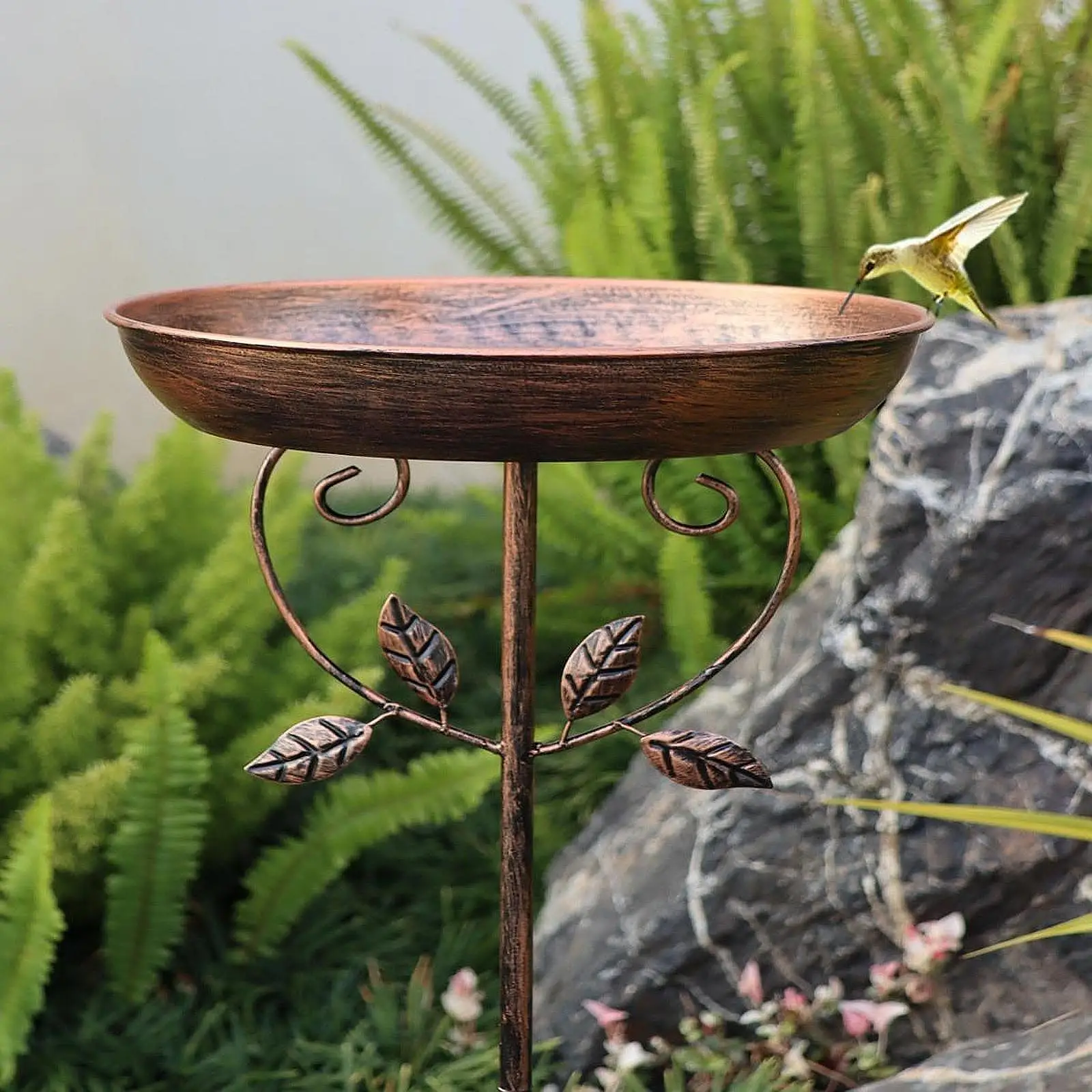 Standing Bird Bath Bowl Bird Feeder Outdoor Outside Gift with Garden Stake for Deck Lawn Courtyard Attracting Birds Yard