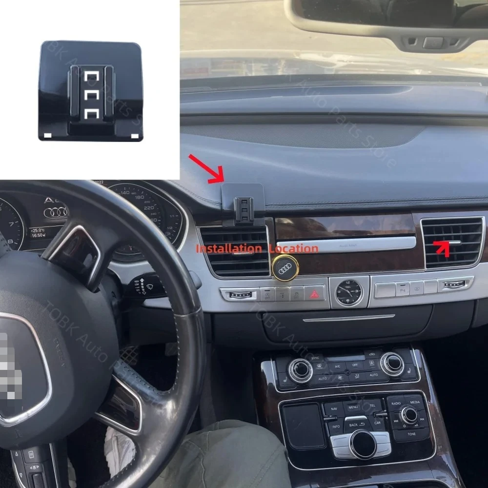 Magnetic Car Phone Holder for Audi A8 D4 2011-2017 2014 2015 2016 Wireless Charging Special Fixed Bracket Base MagSafe Mount - view 2