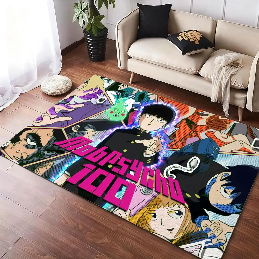 Anime M-Mob Psycho 100 Floor Mat Flannel Rugs Soft Winter Warmth Floor Mat Thickened Non-Slip for Living Room Home Door Mat