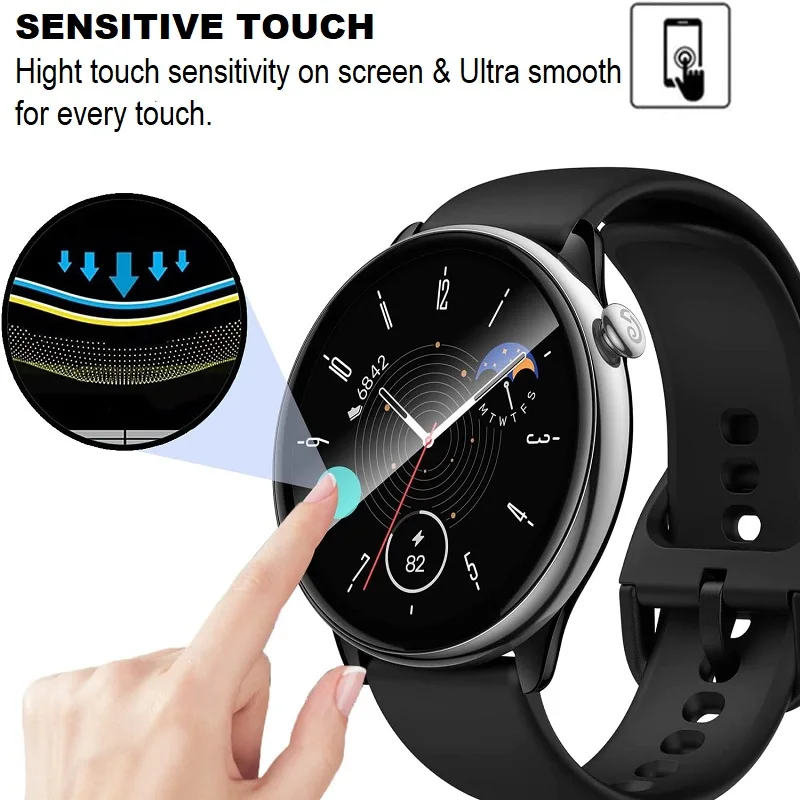 واقي حافة منحنية ثلاثية الأبعاد لساعة ذكية amazfit gmini ، غطاء كامل ، غشاء واقي ناعم ، 3 tr
