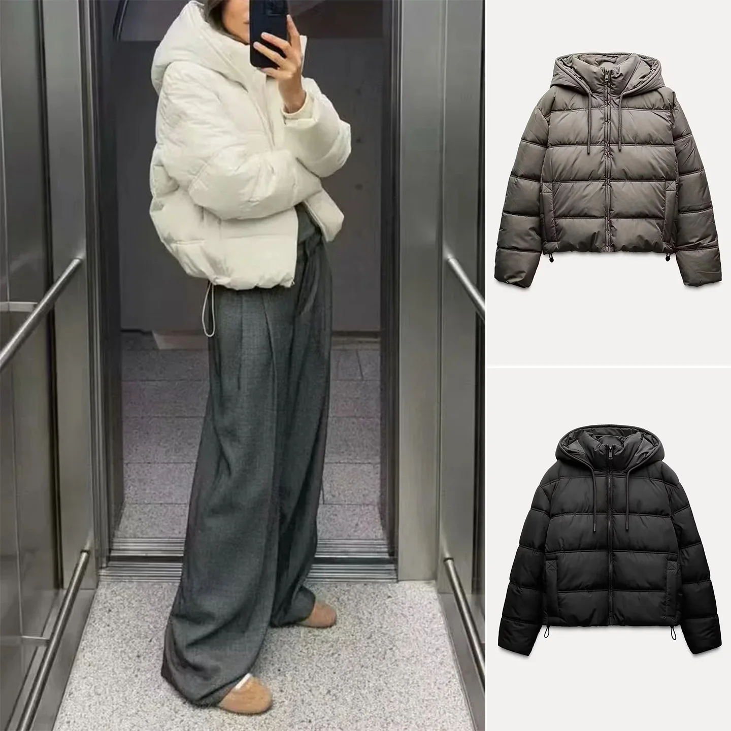 

Новое осеннее женское длинное хлопковое длинное пальто с высоким воротником и капюшоном 30227, удобная повседневная верхняя одежда