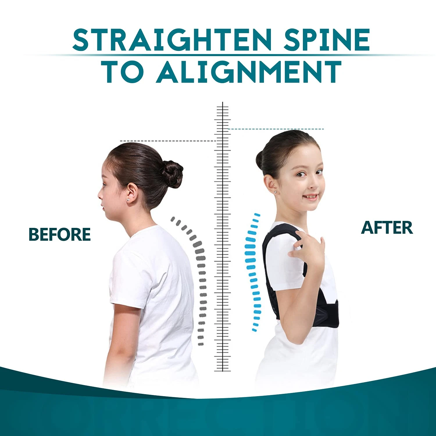 Correttore posturale professionale avanzato per la parte superiore della schiena - Tutore efficace per il supporto della colonna vertebrale per adolescenti - Aiuto perfetto per la postura per adolescenti