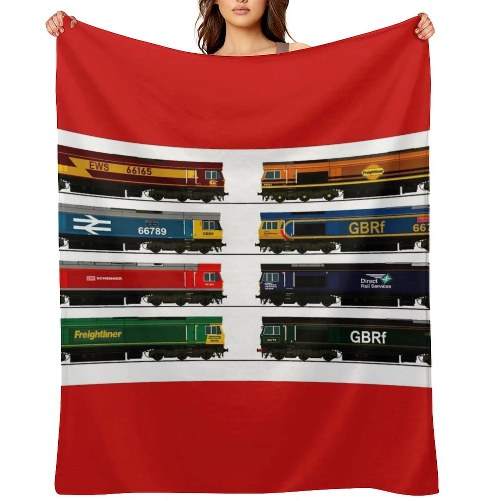 class 66 locomotive collection Throw Blanket Stuffeds Picnic Camping Plaid Blankets