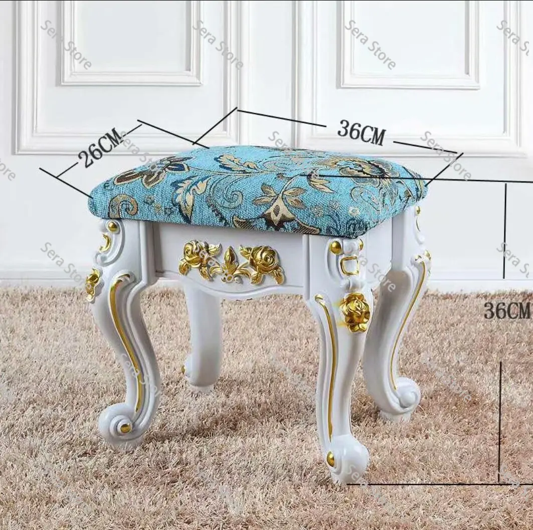 European Small Stool Living Room Low Bench Makeup Creative Fabric High-end Home Bedroom Piano Guzheng
