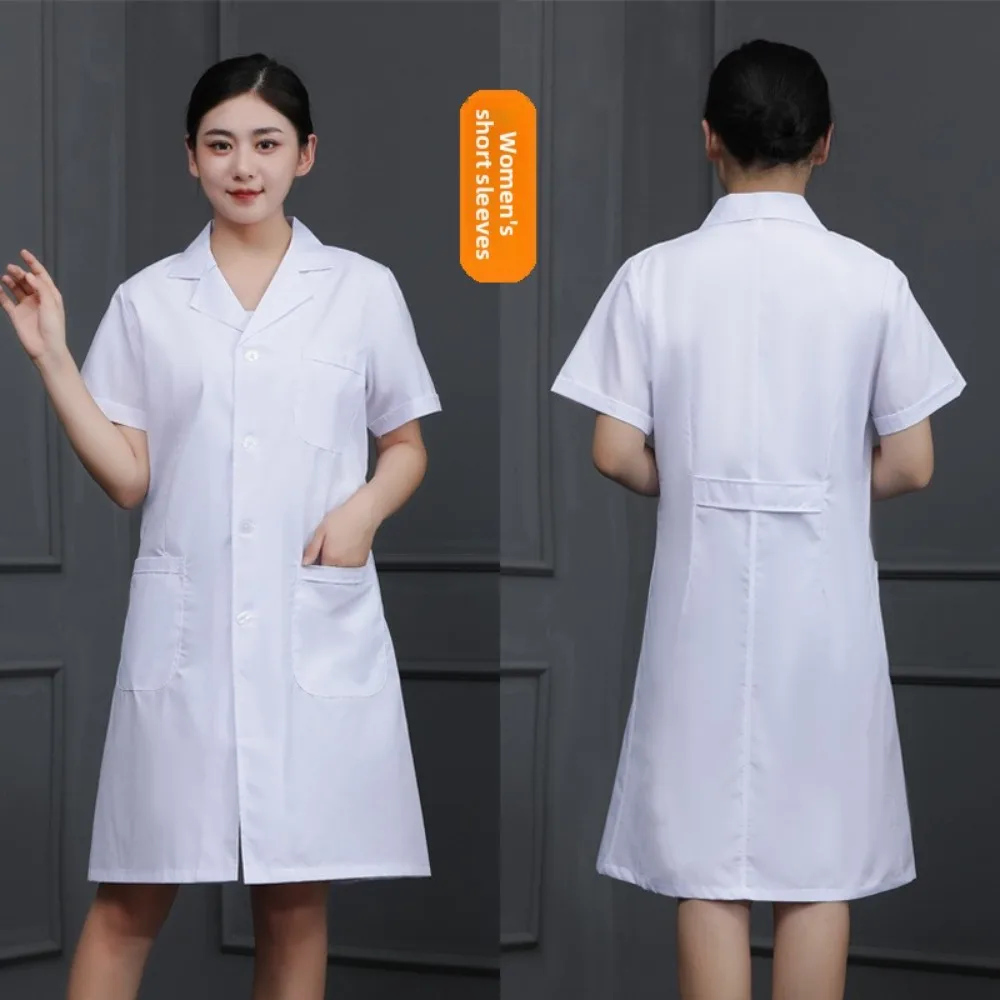 Camice da laboratorio medico a maniche corte per l'estate, uniforme medica bianca per dentisti, personale di farmacia e lavoratori di officine ​