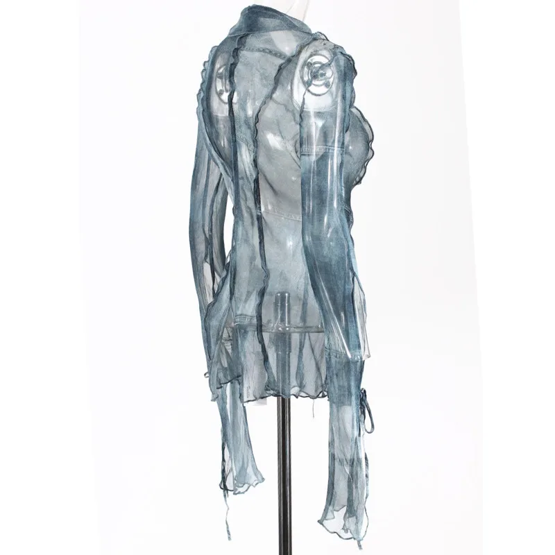 HKSH 春夏の新女性のシックな Y2K ストリートヴィンテージユーズド加工セクシーなバタフライスリーブエレガントなインシャツカジュアルトップス HK5606