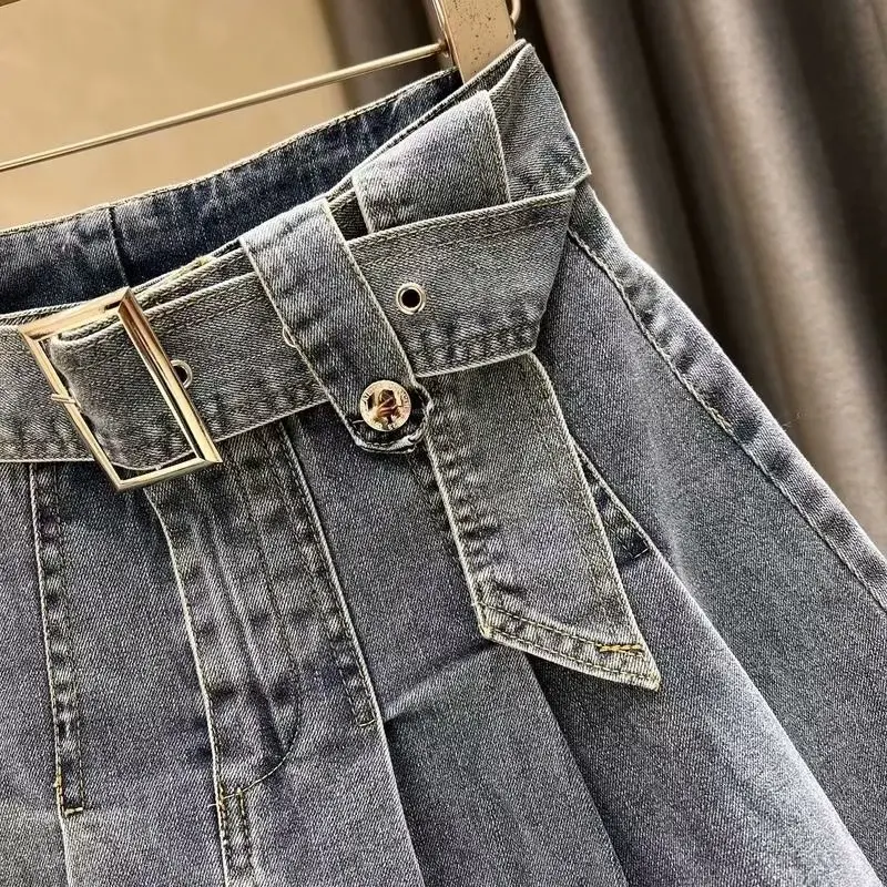 Teen Girl Casual Jean Pleated Skirts Summer Child Girls Denim Skirt Spring Baby Clothes 2023 New
