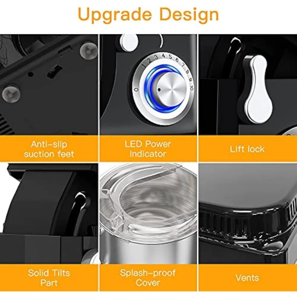 Stand Mixer, 7.5QT Kitchen Electric Food Mixer 10-Speed Tilt-Head Dough Mixer for Baking&Cake, BLACK MC1