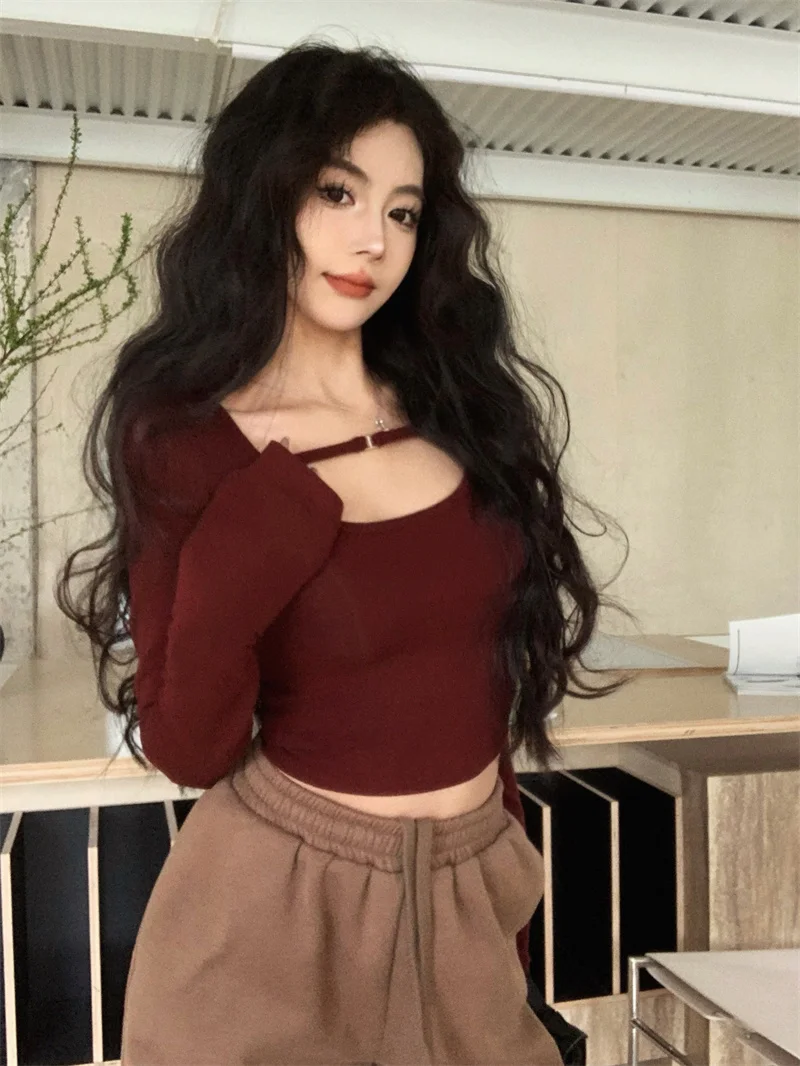 

Футболки с длинным рукавом, женские большие хлопковые готические кружевные футболки с рюшами Y2K, эстетичная весенняя одежда, удобные стильные повседневные топы в стиле Харадзюку