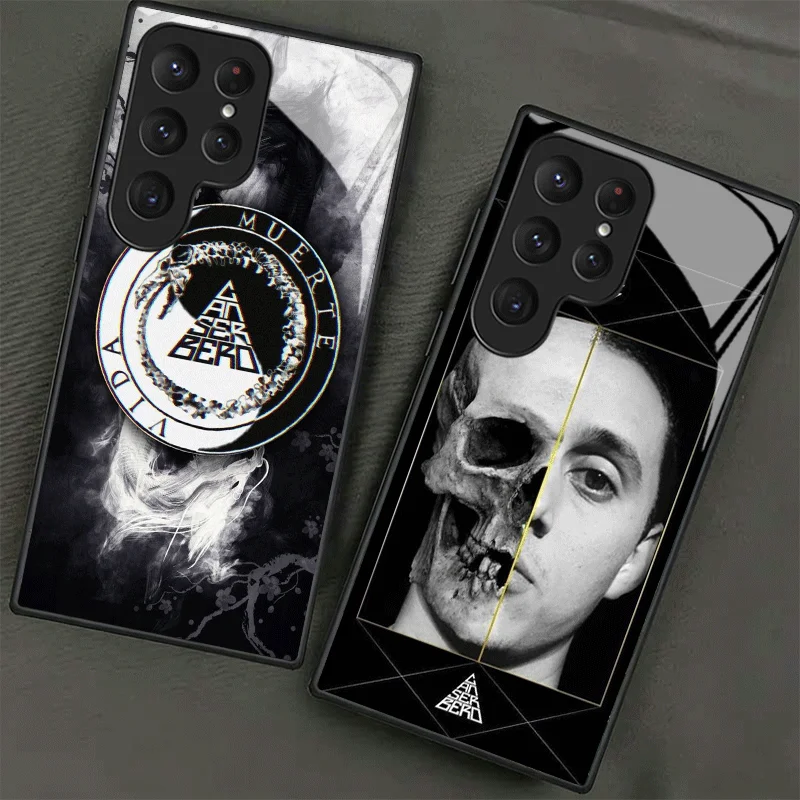 Funda de Teléfono de Vidrio Templado Residente C-Canserbero para Samsung Galaxy S24 S25 S26 Ultra Edge S23 FE S22 Plus S21 + S20 Resistente a Impactos