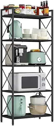 

5-Tier Metal Storage Rack, 12.6" x 23.6" x 57.3", Black UBSC165B01