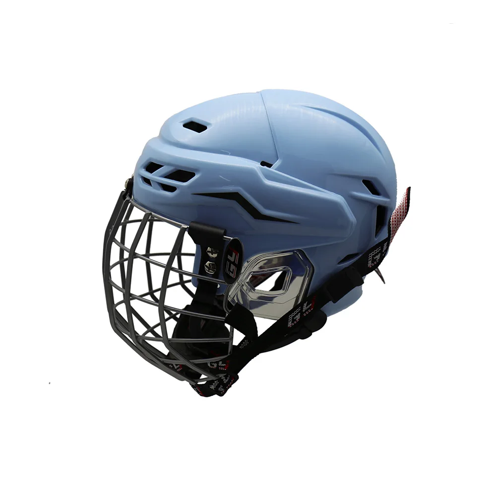 ใหม่โลโก้ที่กําหนดเองหมาป่าสไตล์ ICE Hockey หมวกกันน็อก Breathability System กรงเหล็ก ROCKET เด็กฮอกกี้อุปกรณ์