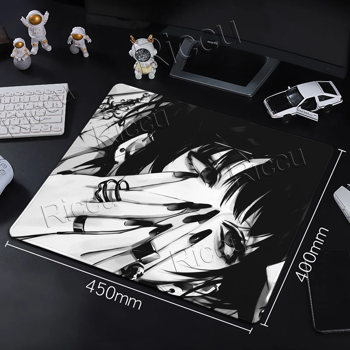 Anime Girls Mouse Pad Black White Aesthetics Office Table Mats Gamer Computer Rubber Anti-slip Mousepad Small E-Sports Desk Pads view 2